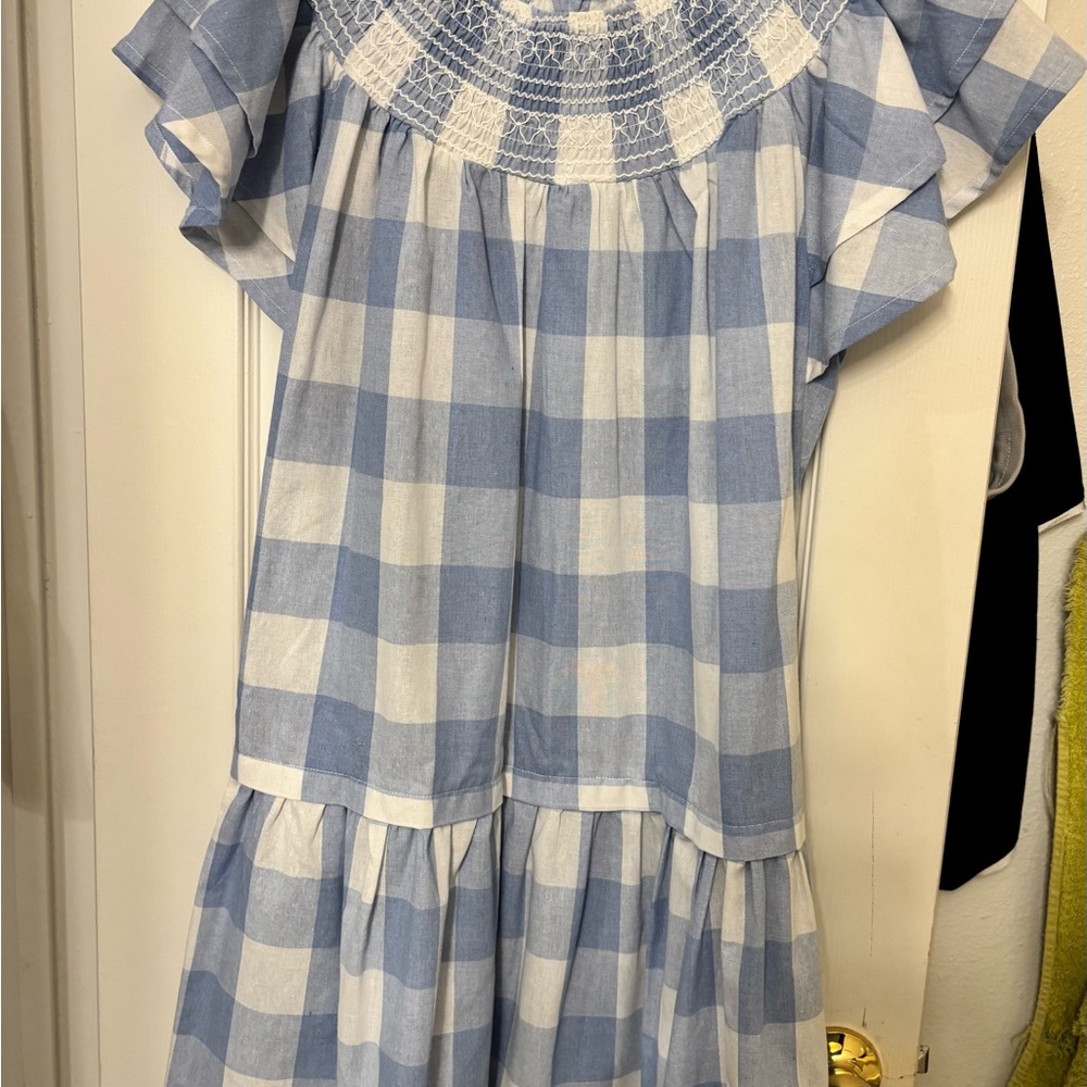 Blue and White Checkered Dress